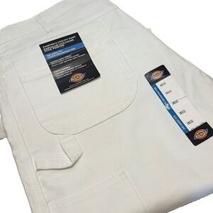 NWT Dickies Professional Painters Pants Mens 36x32 White Cotton Utility Workwear